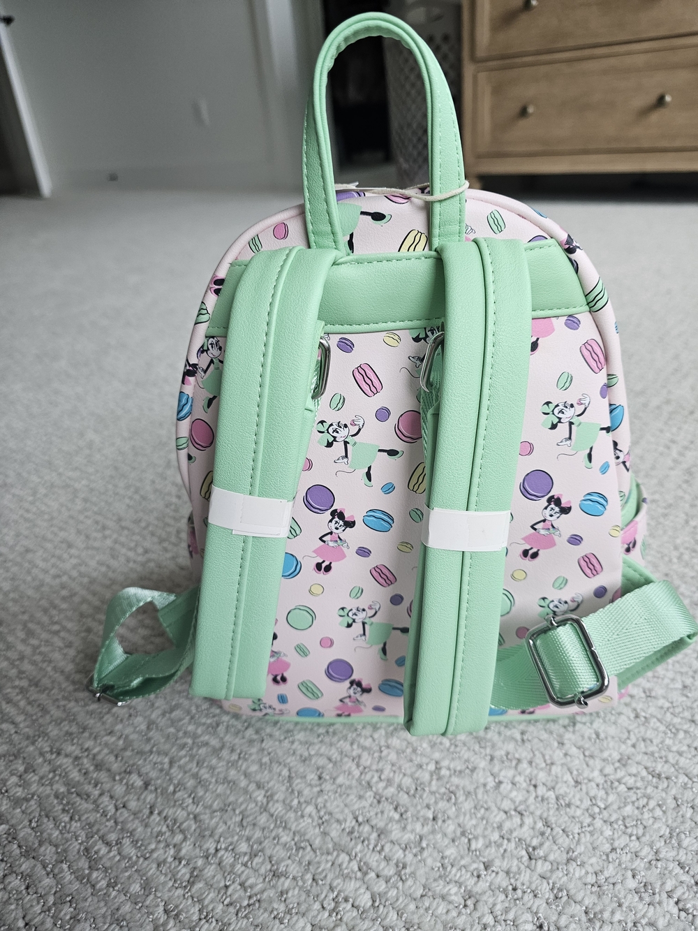 Rare Loungefly Macaron Print Pink & Mint Mini Backpack with Ears Headband - Picture 7 of 10